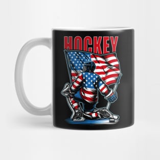 Hockey Ice Hockey Patriotic USA Flag Gift Player Mug